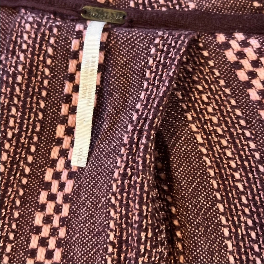 Free People Forever Yours Knit Stripe Tunic Sz Small Boho Burgundy